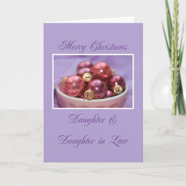 Cartes Pour Fêtes Annuelles Fille et fille en droit joyeux noël lila (Devant)