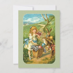 Cartes Pour Fêtes Annuelles Fille et lapins de Pâques victoriens à la campagne