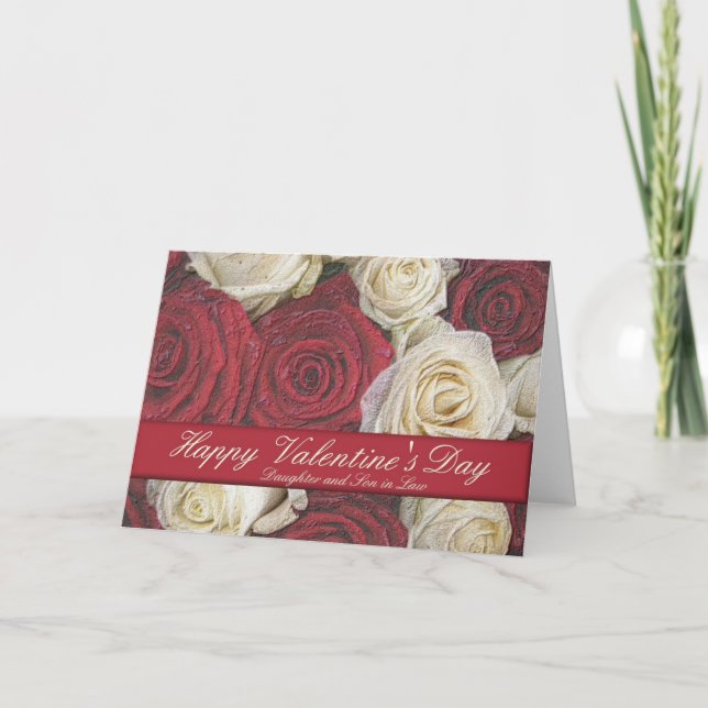 Cartes Pour Fêtes Annuelles Fille et mari Heureuses Saintes-Valentin Roses (Devant)