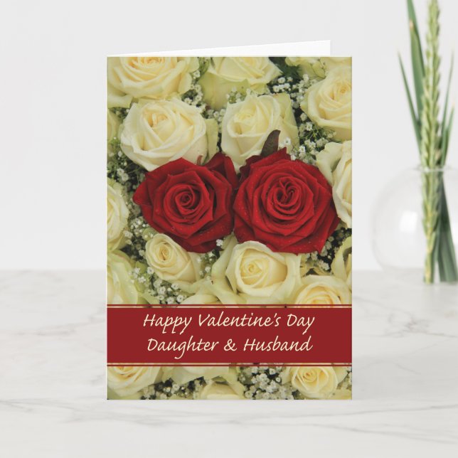 Cartes Pour Fêtes Annuelles Fille et mari Heureuses Saintes-Valentin Roses (Devant)