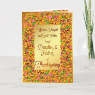 Cartes Pour Fêtes Annuelles Fille et partenaire, Thanksgiving, automne feuille