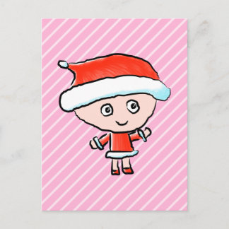 Cartes Pour Fêtes Annuelles Fille habillée en Père Noël à Noël