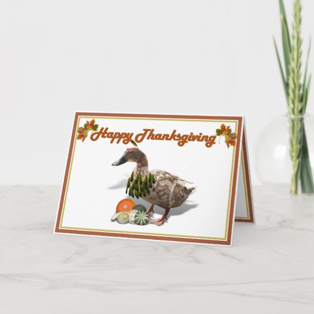 Cartes Pour Fêtes Annuelles Fille indienne Thanksgiving Canard (Devant)