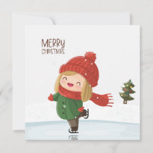 Fille patinant à Noël