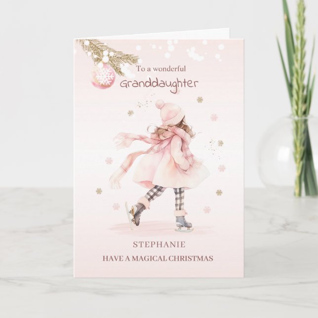 Cartes Pour Fêtes Annuelles Fille/Petite-fille rose Noël Petite fille (Devant)