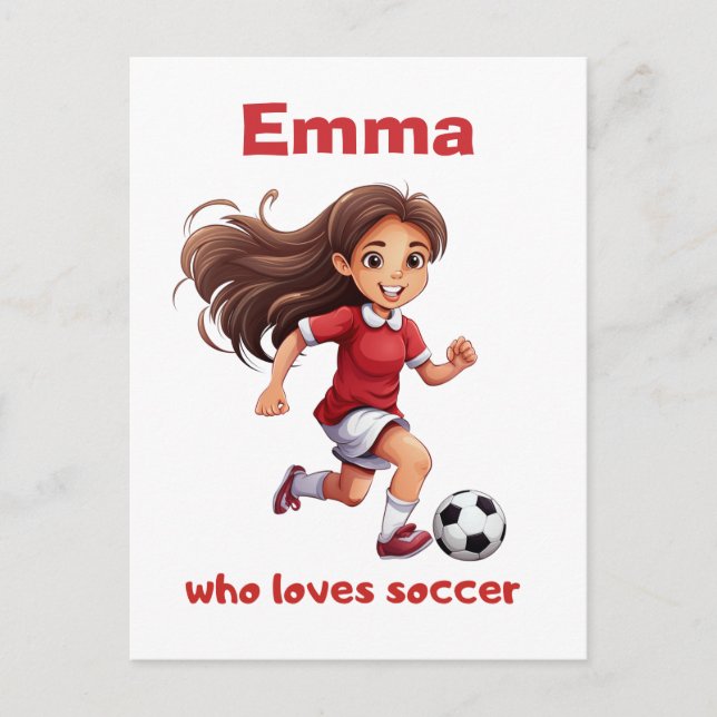 Cartes Pour Fêtes Annuelles Fille qui aime le football avec votre nom (Devant)