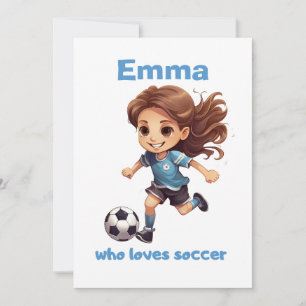 Cartes Pour Fêtes Annuelles Fille qui aime le football avec votre nom
