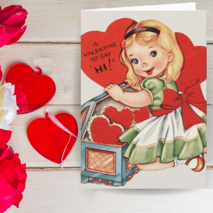 Cartes Pour Fêtes Annuelles Fille Rétro Vintage Saint-Valentin Personnalisé
