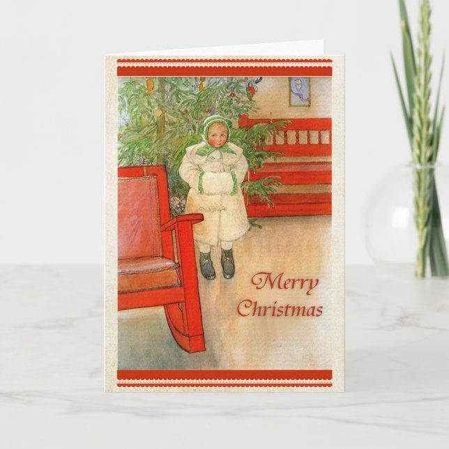 Cartes Pour Fêtes Annuelles Fille suédoise avec Noël de manchon d'hiver le (Devant)