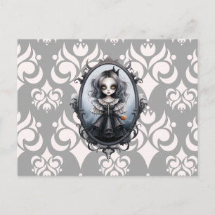 Cartes Pour Fêtes Annuelles Fille victorienne dans un miroir ancien Halloween