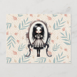 Cartes Pour Fêtes Annuelles Fille victorienne en miroir Vintage Halloween
