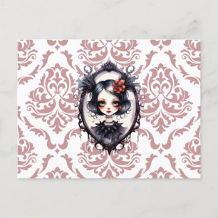 Cartes Pour Fêtes Annuelles Fille victorienne en miroir Vintage Halloween