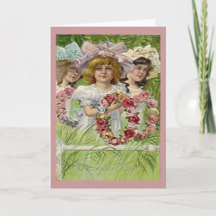 Cartes Pour Fêtes Annuelles Filles du Jour de la Décoration vintage