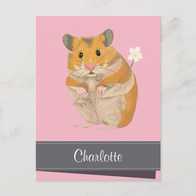 Cartes Pour Fêtes Annuelles Filles personnalisées Hamster d'or (Devant)