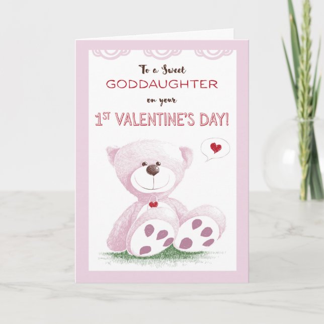 Cartes Pour Fêtes Annuelles Filleule, ?ère Saint-Valentin, ours de nounours (Devant)