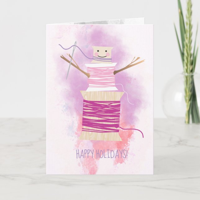 Cartes Pour Fêtes Annuelles Fils d'aiguille snowman couture artisanat Noël (Devant)