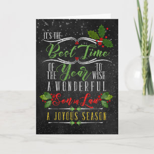 Cartes Pour Fêtes Annuelles Fils en droit meilleur temps de l'année Noël table