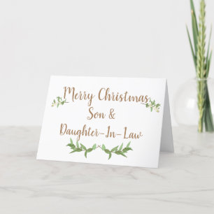 Cartes Pour Fêtes Annuelles Fils et Belle-Fille Feuilles Vertes Noël