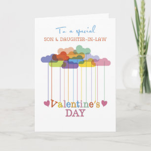 Cartes Pour Fêtes Annuelles Fils et belle-fille Valentine Arc-en-ciel nuages