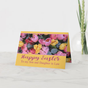 Cartes Pour Fêtes Annuelles Fils & Femme Joyeuses Tulipes de Pâques