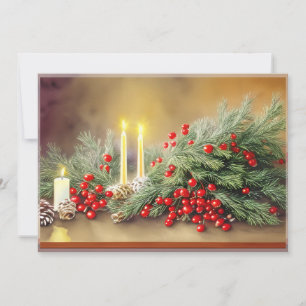 Cartes Pour Fêtes Annuelles Fir baies et bougies budget Noël