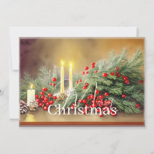 Cartes Pour Fêtes Annuelles Fir baies et bougies budget Noël