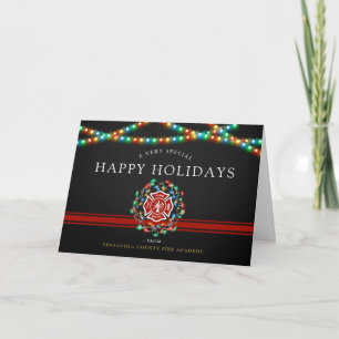 Cartes Pour Fêtes Annuelles Fire Fighter Happy Holidays   Christmas Custom
