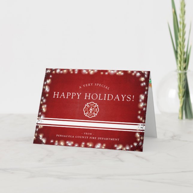 Cartes Pour Fêtes Annuelles Fire Fighter Happy Holidays | Christmas Custom (Devant)