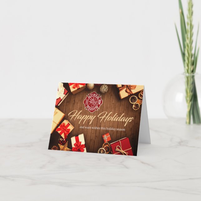 Cartes Pour Fêtes Annuelles Firefighter (Devant)