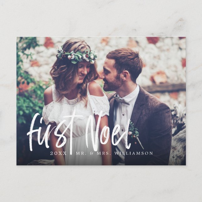 Cartes Pour Fêtes Annuelles First Noel Newlyweds Mr & Mrs 1st Christmas Photo (Devant)