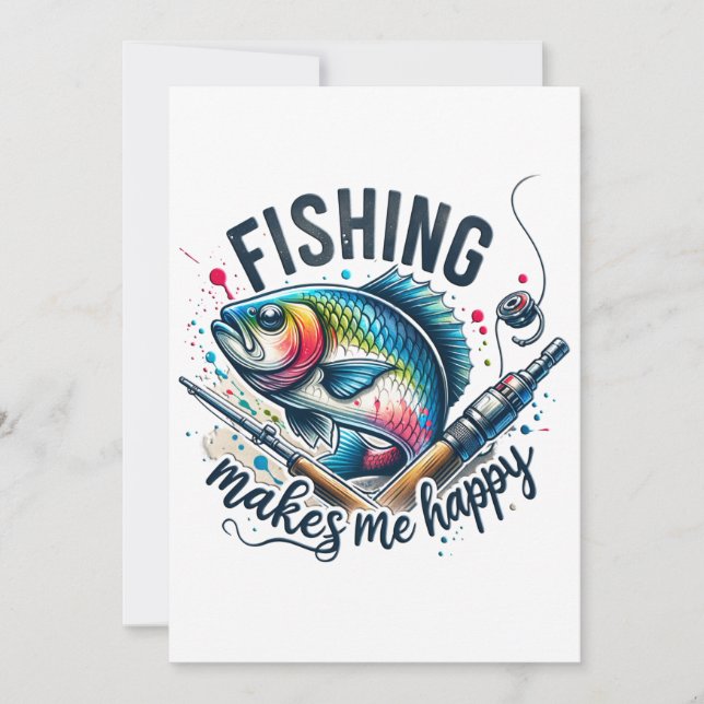 Cartes Pour Fêtes Annuelles Fisher Gift Pêche Me Rend Heureux (Devant)
