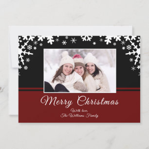 Cartes Pour Fêtes Annuelles Flacon de neige blanc rouge noir photo de Noël