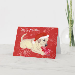 Cartes Pour Fêtes Annuelles Flacon de neige de Noël des chiots jaunes du Labra