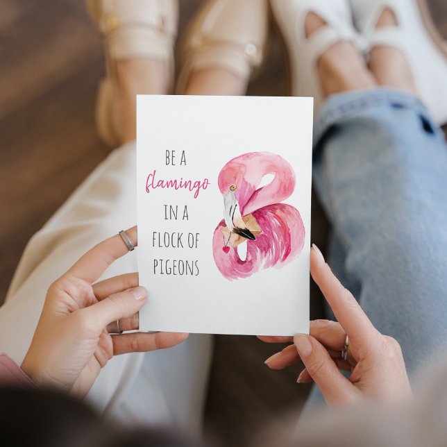 Cartes Pour Fêtes Annuelles Flamant rose Aquarelle Exotique Rose Moderne Avec  (Créateur téléchargé)