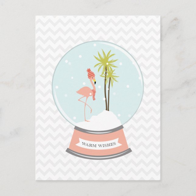 Cartes Pour Fêtes Annuelles Flamant rose de l'île tropicale Noël - rose (Devant)