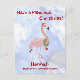 Cartes Pour Fêtes Annuelles Flamant rose de Noël mignon
