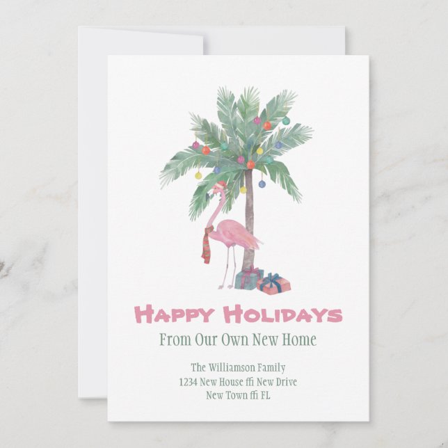 Cartes Pour Fêtes Annuelles Flamant rose de Noël Nouveau Accueil Joyeux Fêtes (Devant)