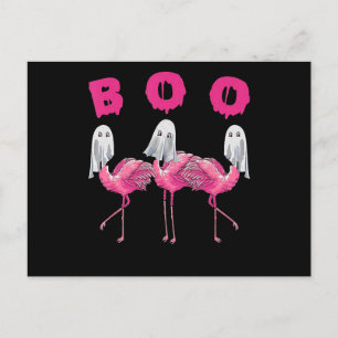 Cartes Pour Fêtes Annuelles Flamant rose   Fantôme Flamant Rose Boo Costume Ha