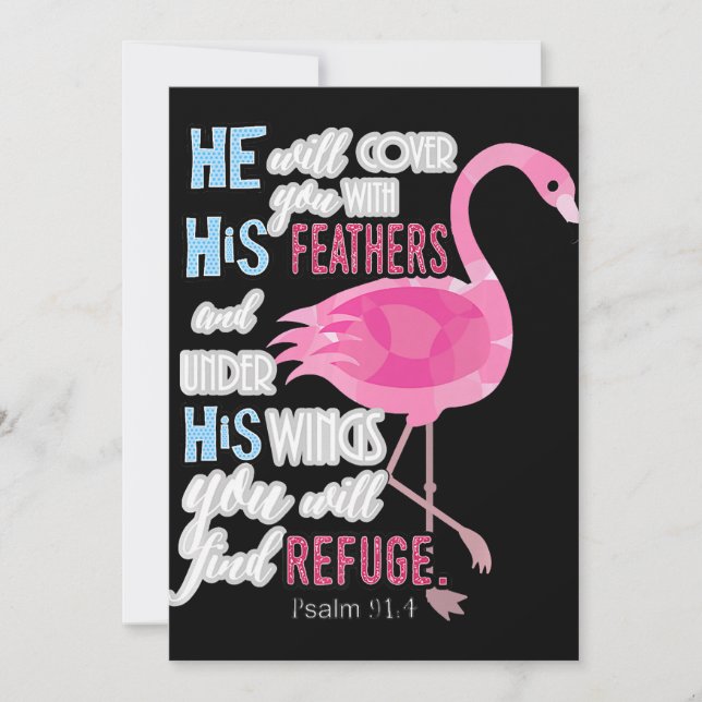 Cartes Pour Fêtes Annuelles Flamant rose | Flamant rose Psaume Chrétien 91 Bib (Devant)