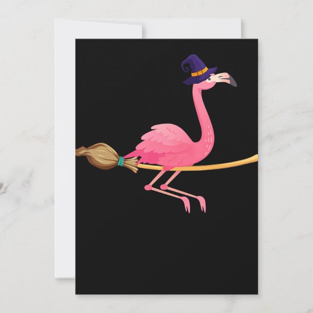 Cartes Pour Fêtes Annuelles Flamant rose | Flamant rose Sorcière Drôle Hallowe (Devant)