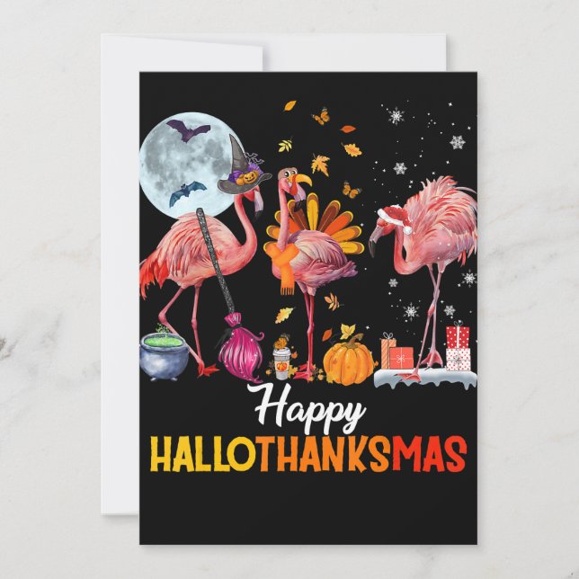 Cartes Pour Fêtes Annuelles Flamant rose|Flamant rose Thanksgiving Halloween N (Devant)