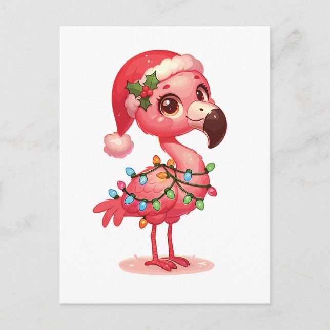 Cartes Pour Fêtes Annuelles Flamant rose Joyeux Noël Animaux d'hiver Flamants  (Devant)