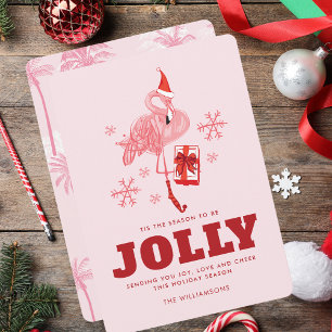 Cartes Pour Fêtes Annuelles Flamant rose Plage tropicale Noël