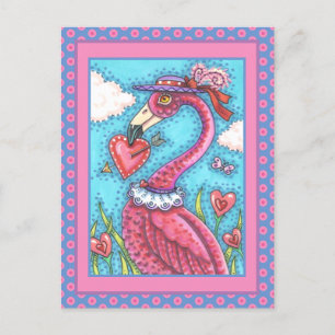 Cartes Pour Fêtes Annuelles Flamant rose ROSE COEURS DE VALENTINE, INSÉPARABLE