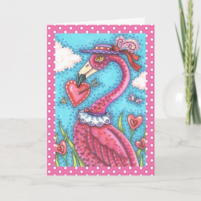 Cartes Pour Fêtes Annuelles Flamant rose ROSE COEURS DE VALENTINE, INSÉPARABLE (Devant)