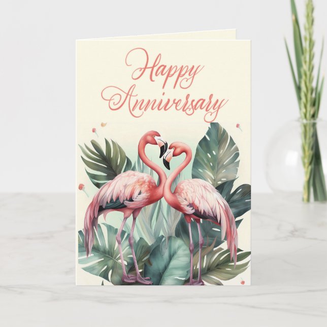 Cartes Pour Fêtes Annuelles Flamant rose rose Joyeux anniversaire (Devant)
