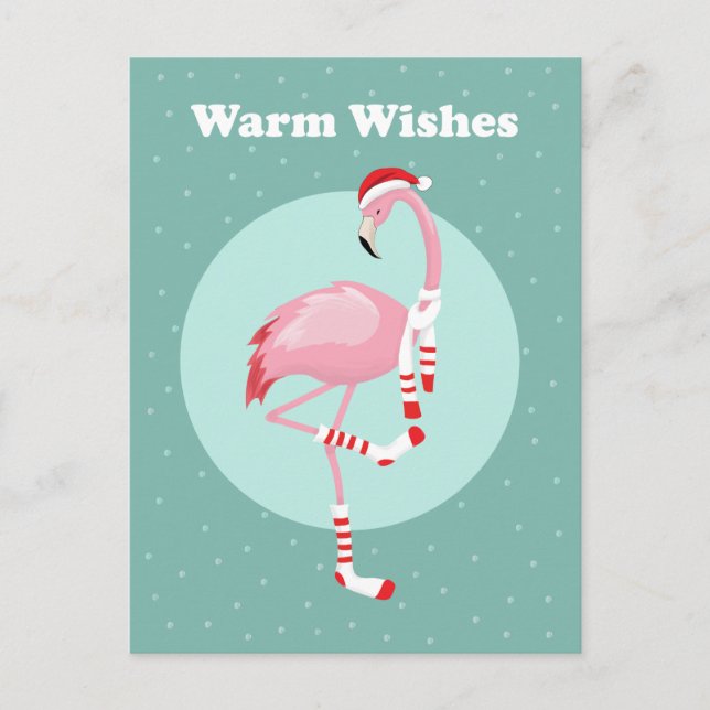 Cartes Pour Fêtes Annuelles Flamant rose rose pâle de Noël (Devant)