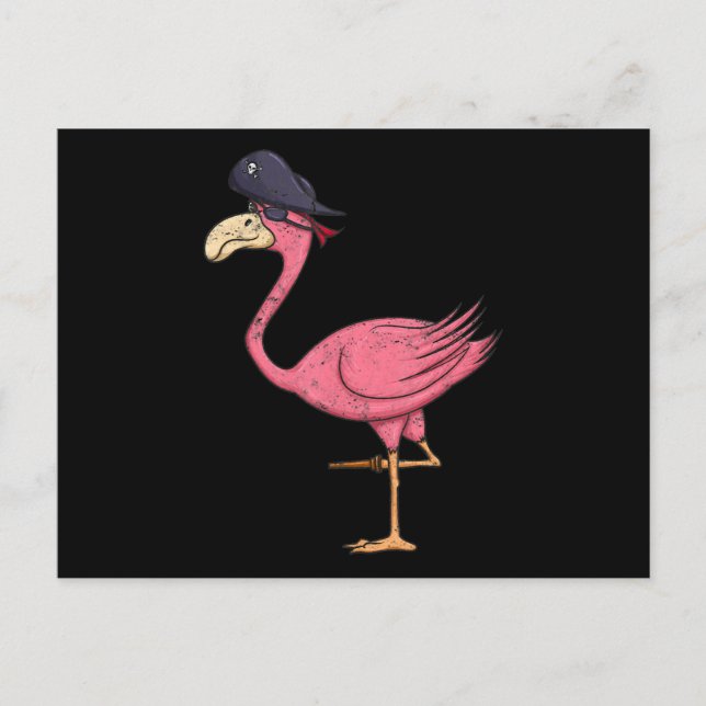 Cartes Pour Fêtes Annuelles Flamant rose rose Pirate Avec Eyepatch Halloween (Devant)