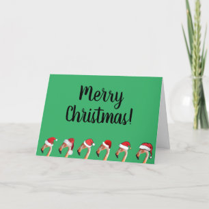 Cartes Pour Fêtes Annuelles Flamants roses en chapeaux rouges Noël