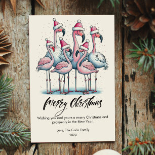 Cartes Pour Fêtes Annuelles Flamants roses modernes Animaux domestiques Appart